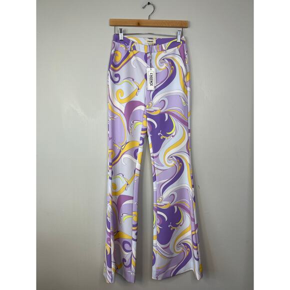 NWT L'Agence Lane Flared Purple Trouser Light Orchid Multi Saint Martin Size: 0 - Picture 2 of 8